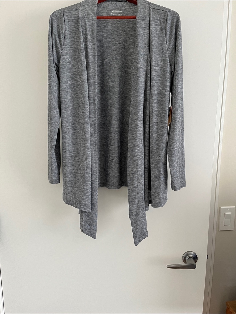 NWT Eddie Bauer Lightweight Open Front Grey Cardigan